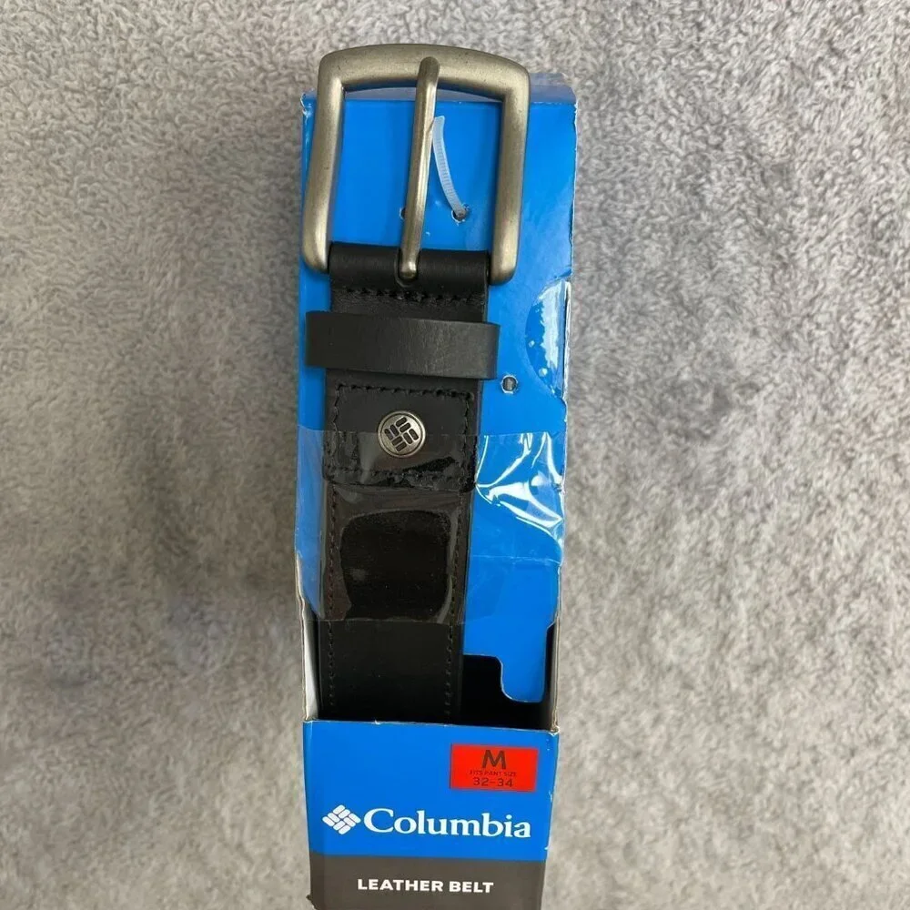 NEW Columbia Men's 32-34 Black Leather Belt M  Durable Classic Style